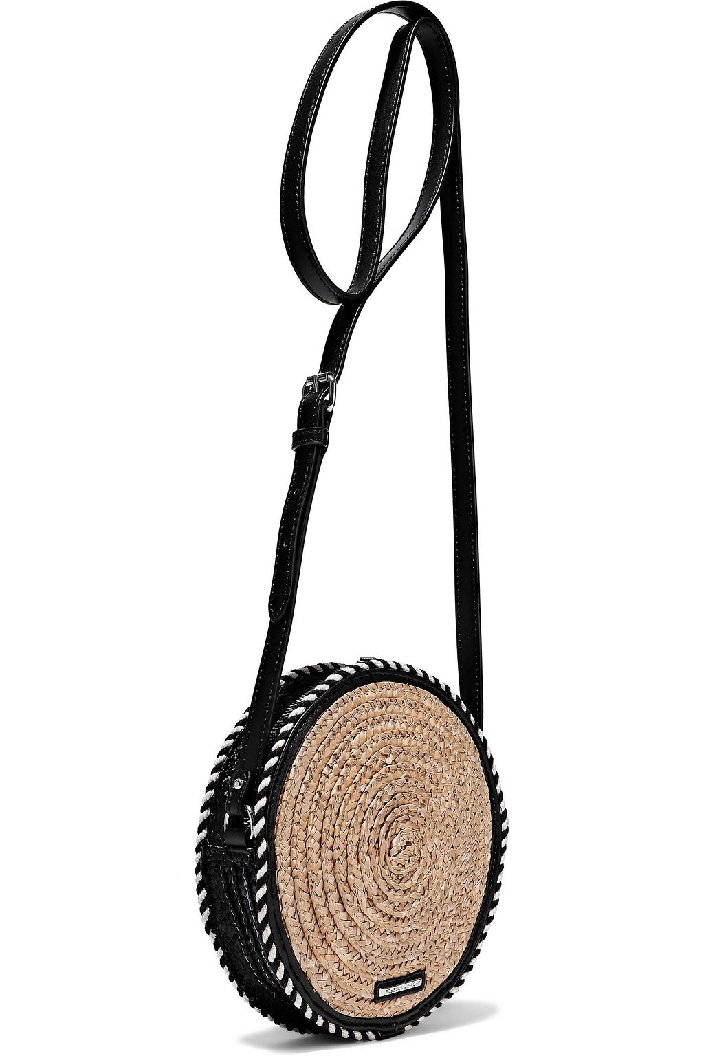 REBECCA MINKOFF Tasseled striped woven straw cross-body bag