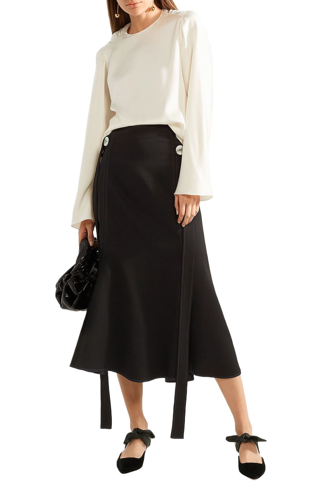 THE ROW Terha ruched silk-satin blouse