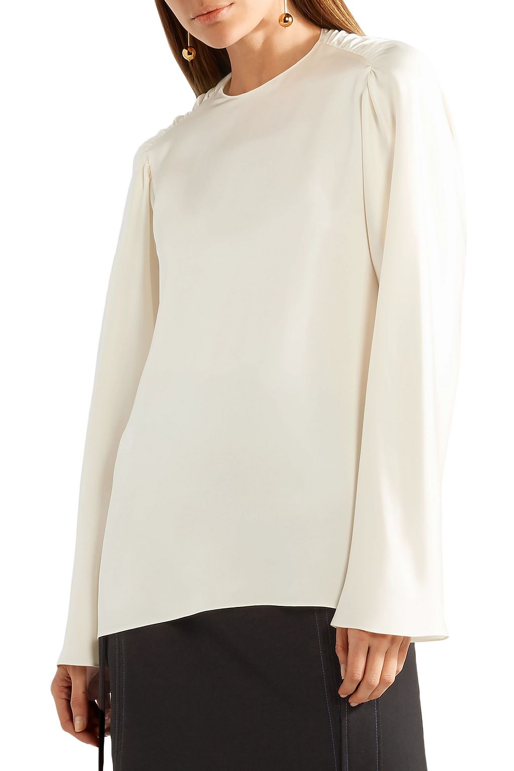 THE ROW Terha ruched silk-satin blouse