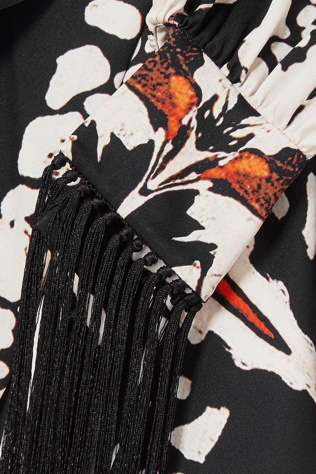 MCQUEEN Asymmetric cutout printed silk crepe de chine midi dress