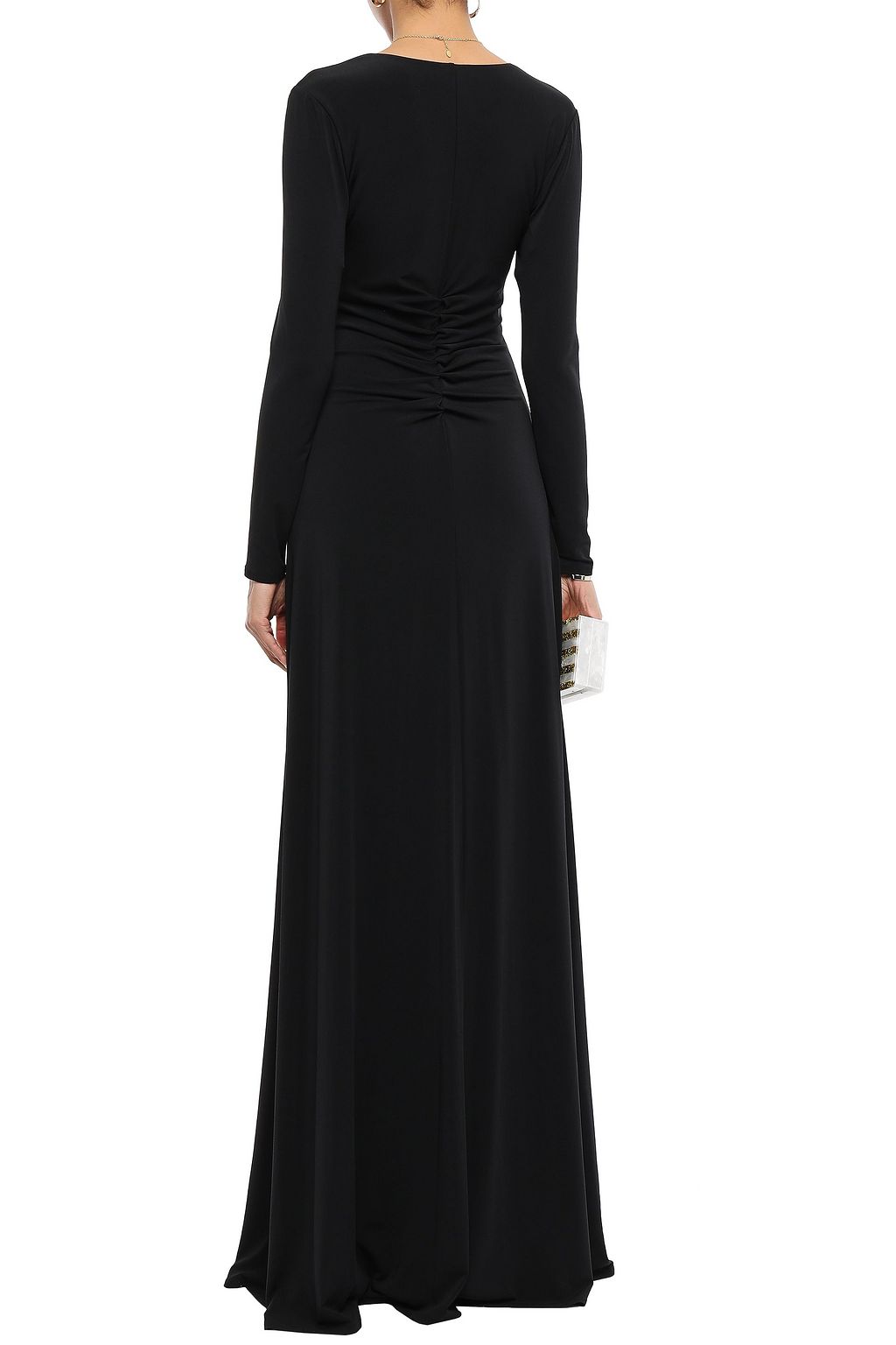 HALSTON Ruched stretch-jersey gown