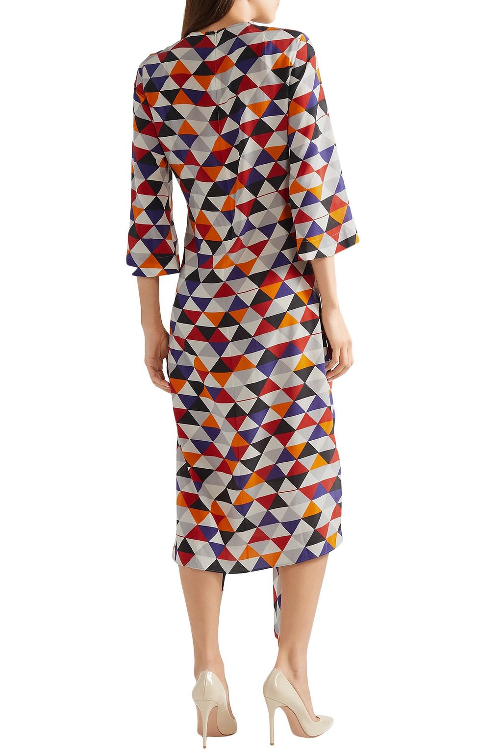 AKRIS Printed silk-crepe midi dress