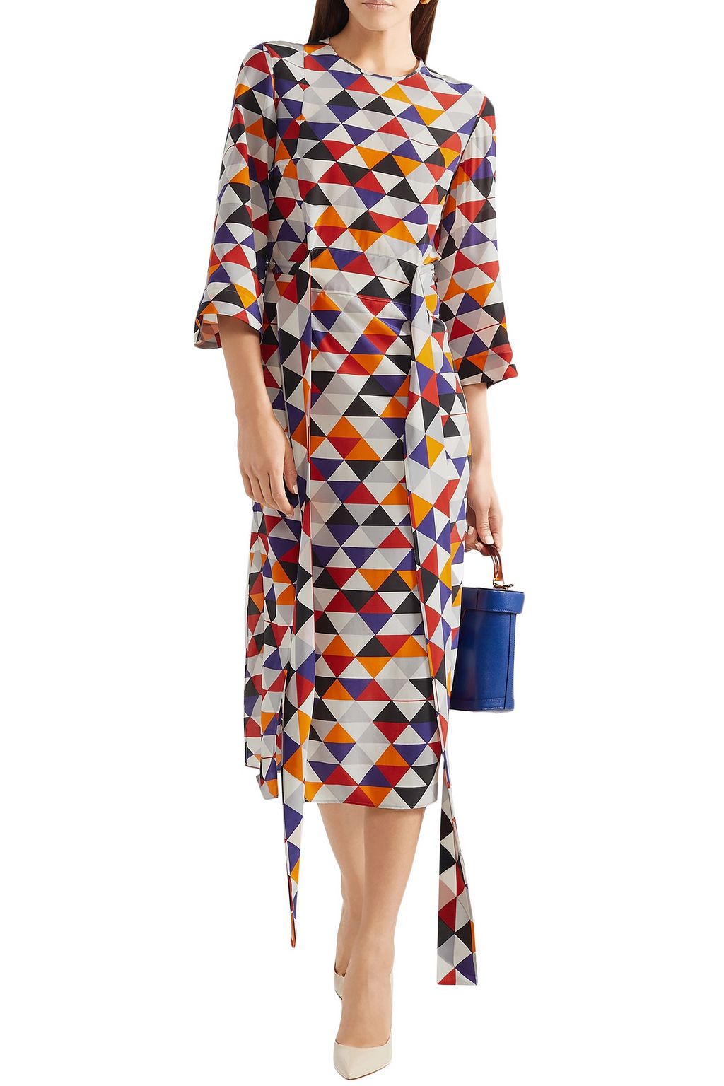 AKRIS Printed silk-crepe midi dress
