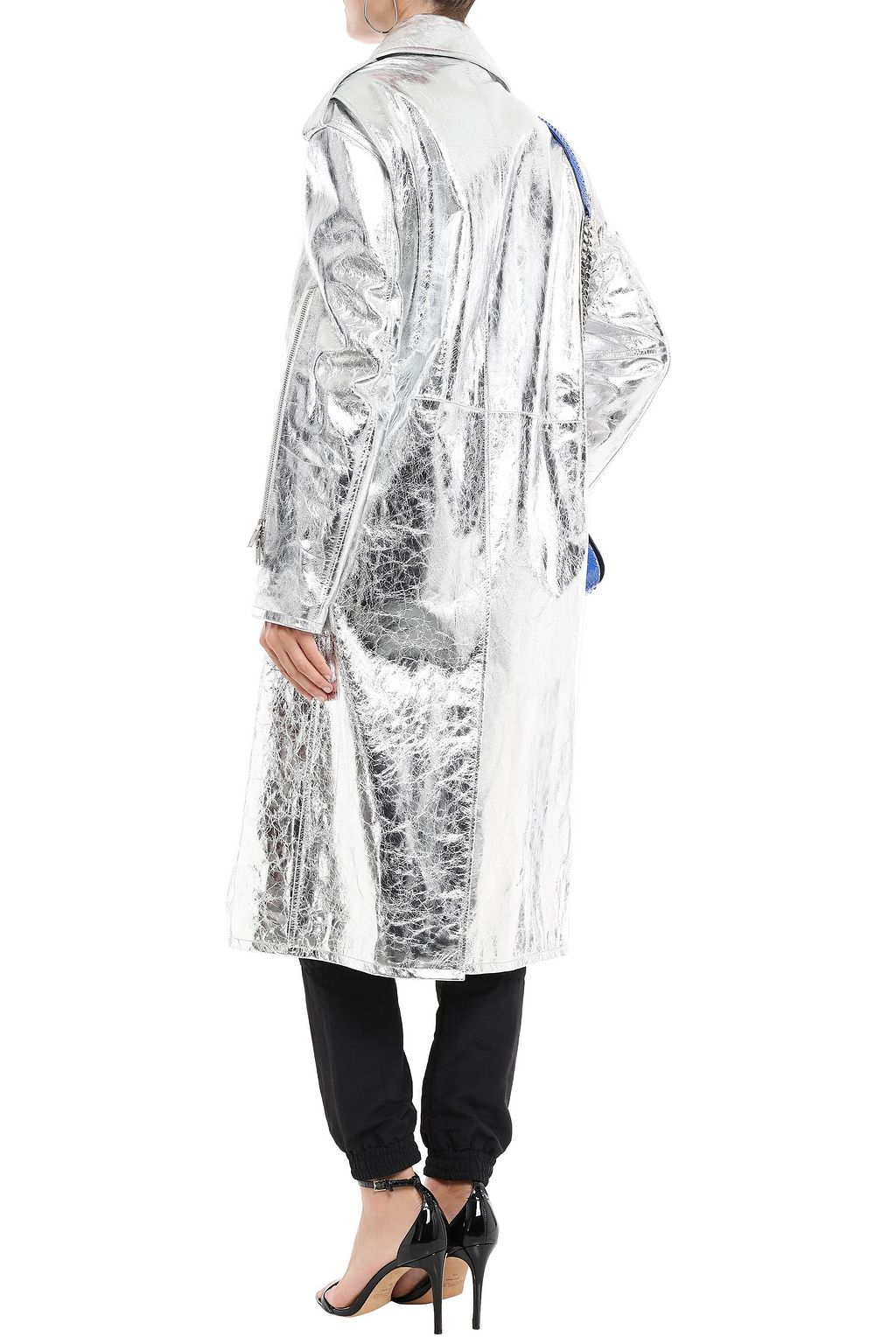 CALVIN KLEIN 205W39NYC Convertible metallic leather trench coat