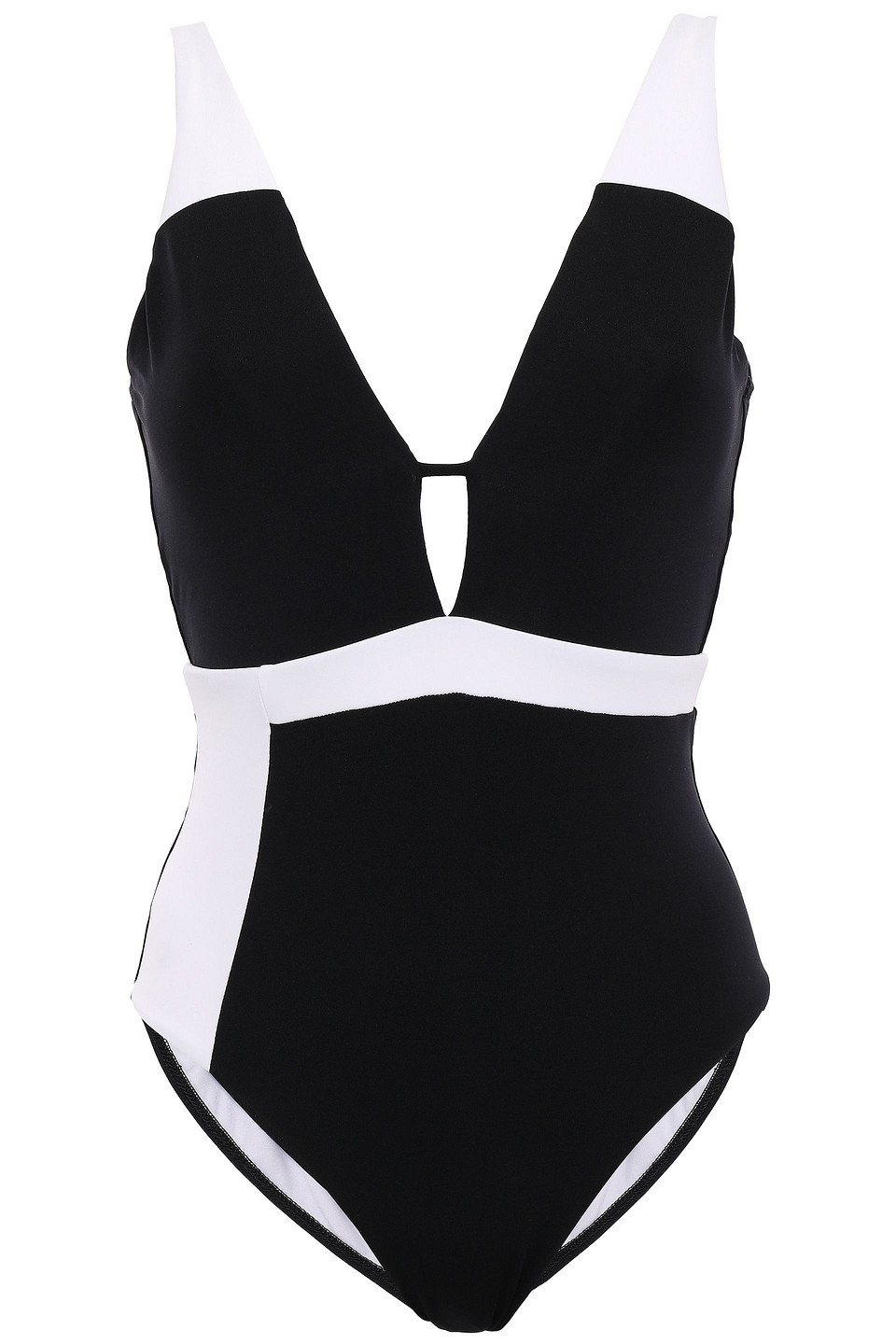Jets Australia By Jessika Allen Woman Classique Plunge Two-tone Swimsuit Black Size 12