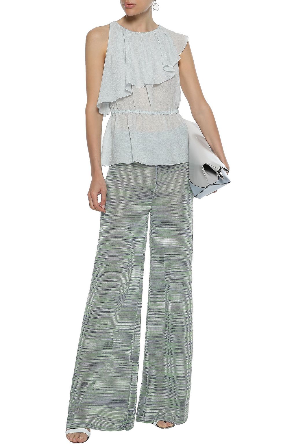 M MISSONI Ruffled silk-gauze peplum blouse