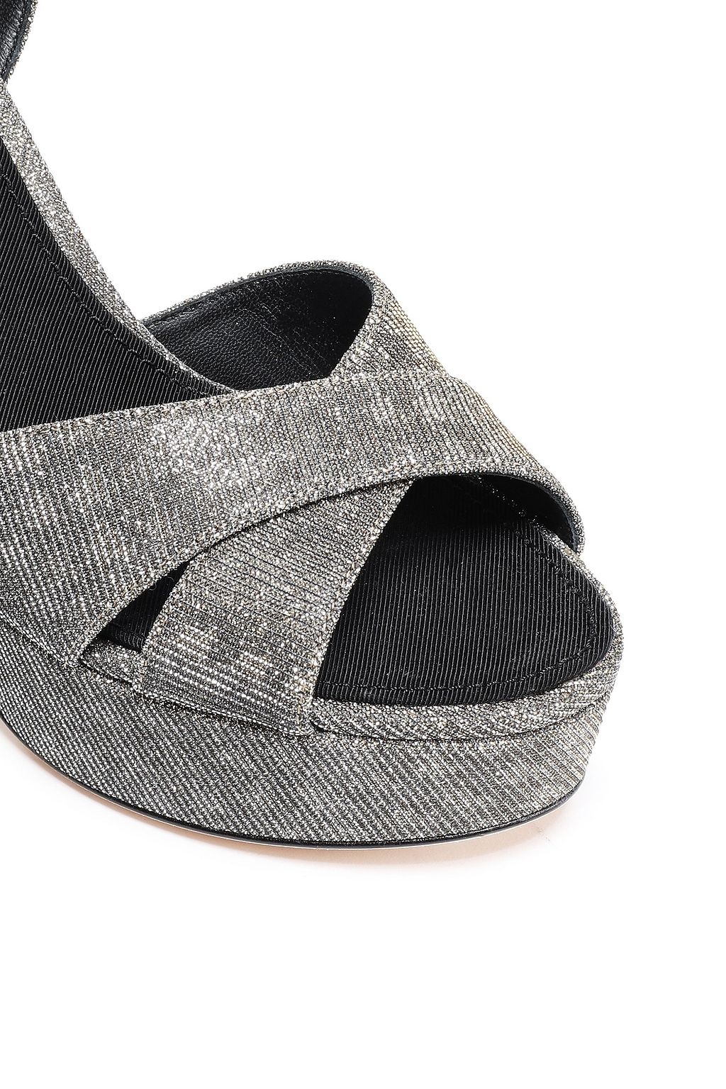 DOLCE&GABBANA Keira houndstooth metallic twill platform sandals