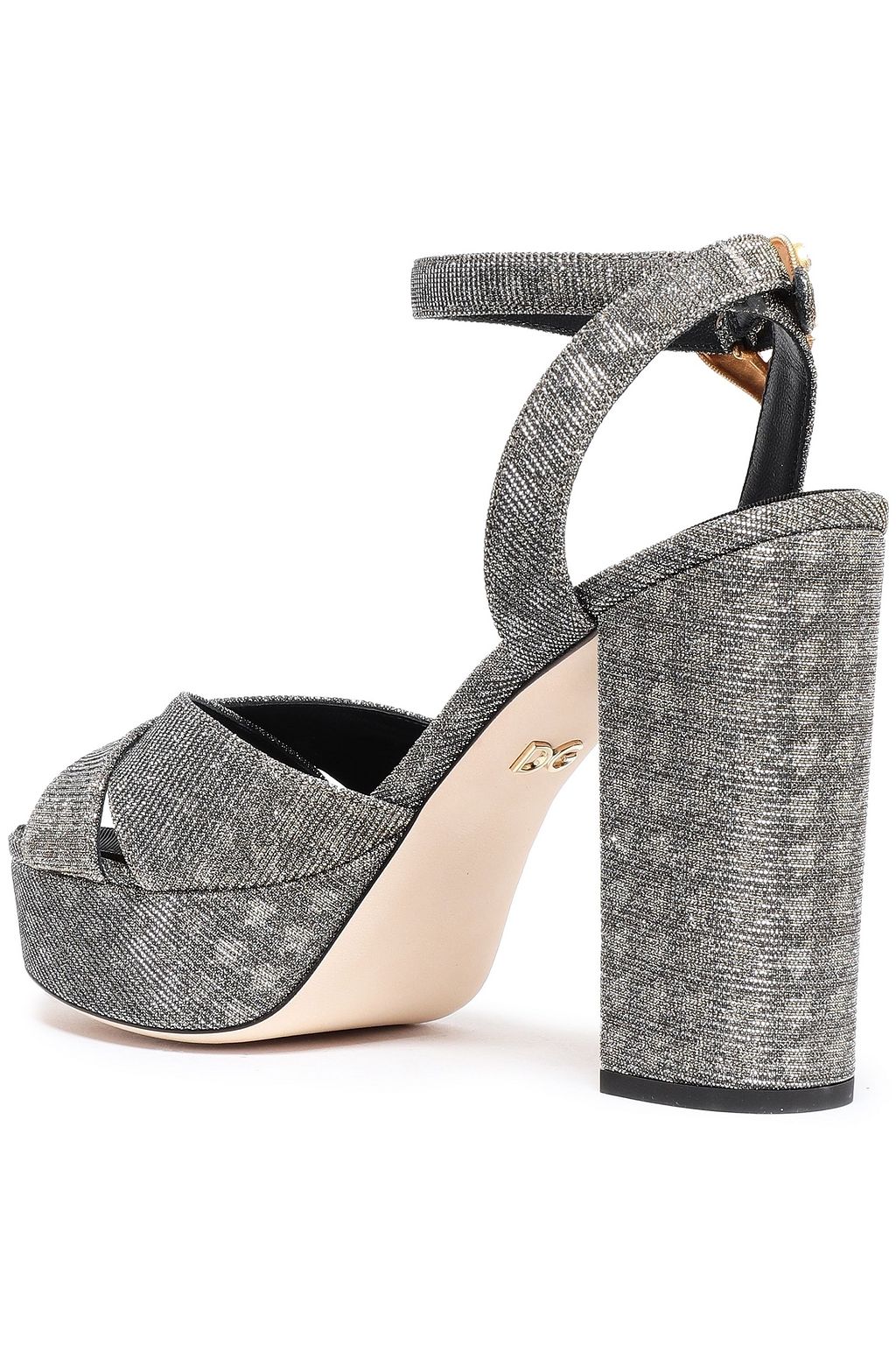 DOLCE&GABBANA Keira houndstooth metallic twill platform sandals