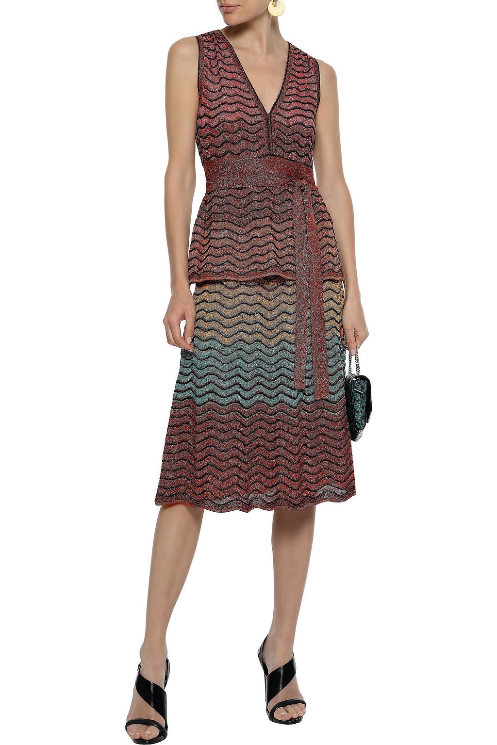 M MISSONI Metallic crochet-knit skirt