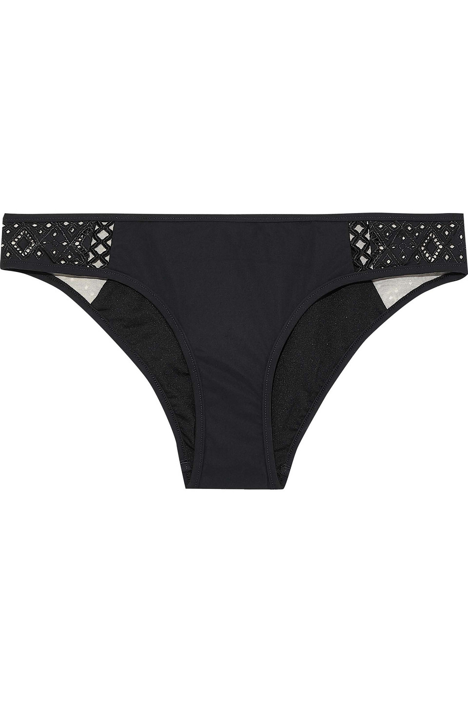 Jets Australia By Jessika Allen Woman Indulgence Broderie Anglaise-trimmed Low-rise Bikini Briefs Black Size 12