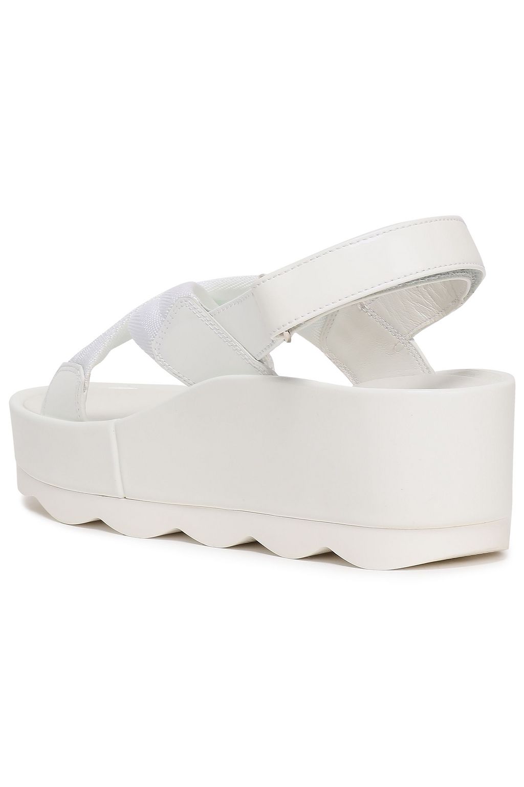 PRADA LINEA Patent-leather and woven platform sandals
