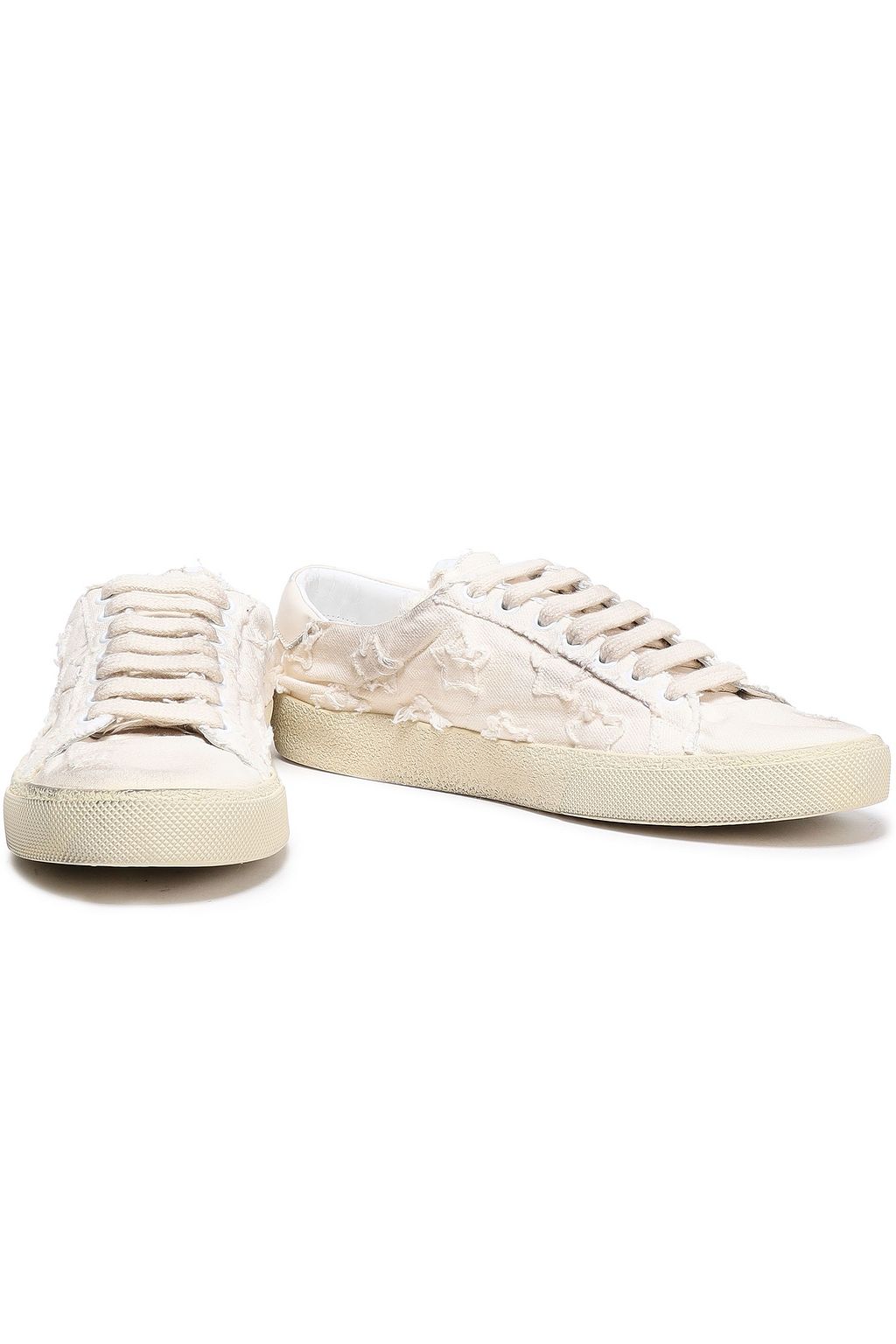 SAINT LAURENT Distressed canvas sneakers