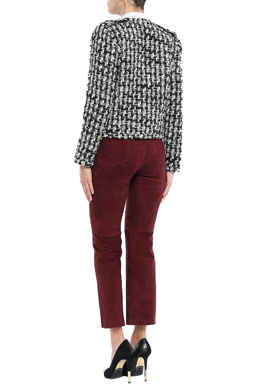 IRO Gonna faux pearl-embellished metallic tweed jacket