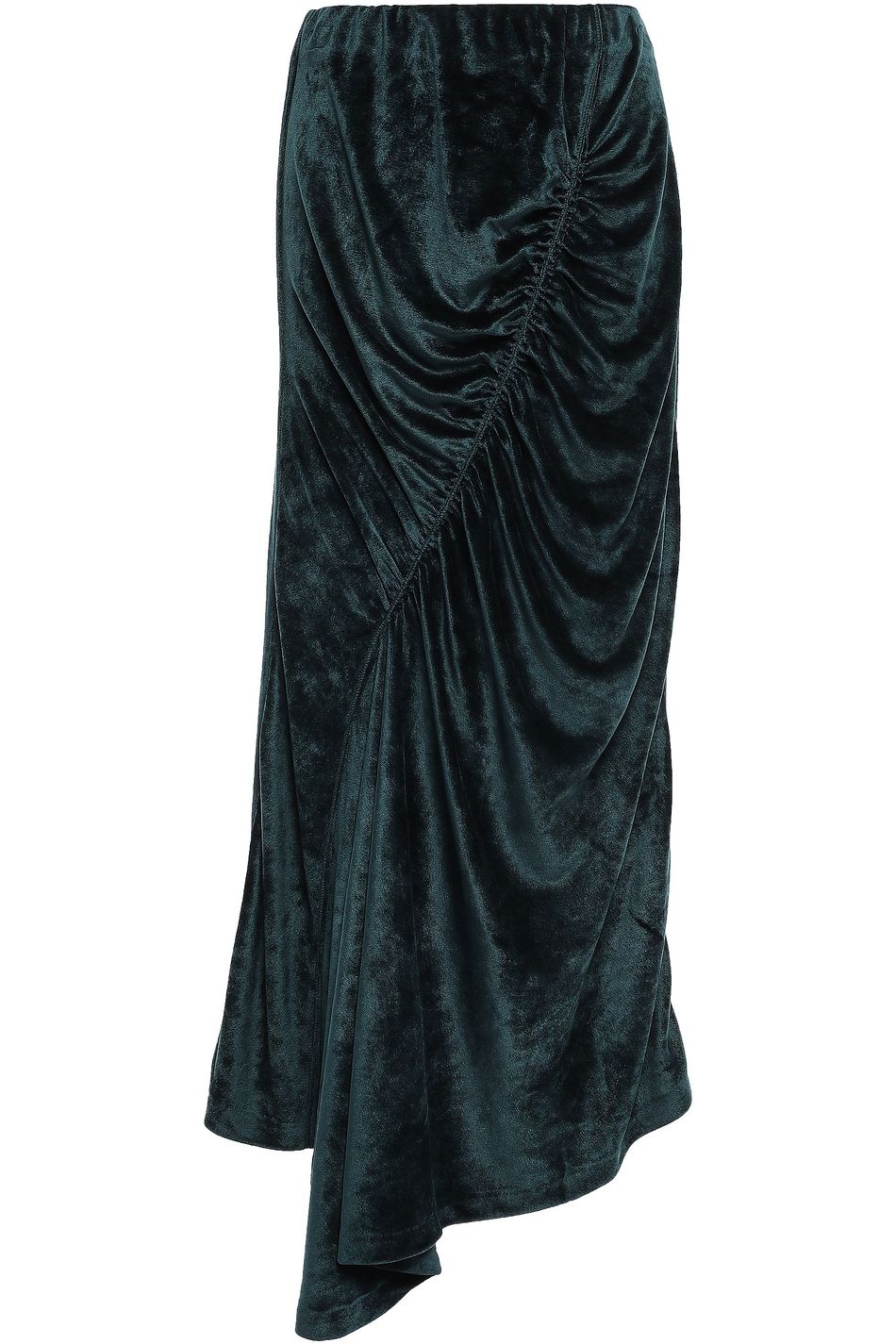 Emerald Ruched Draped Velour Midi Skirt Sale Up To 70 Off The