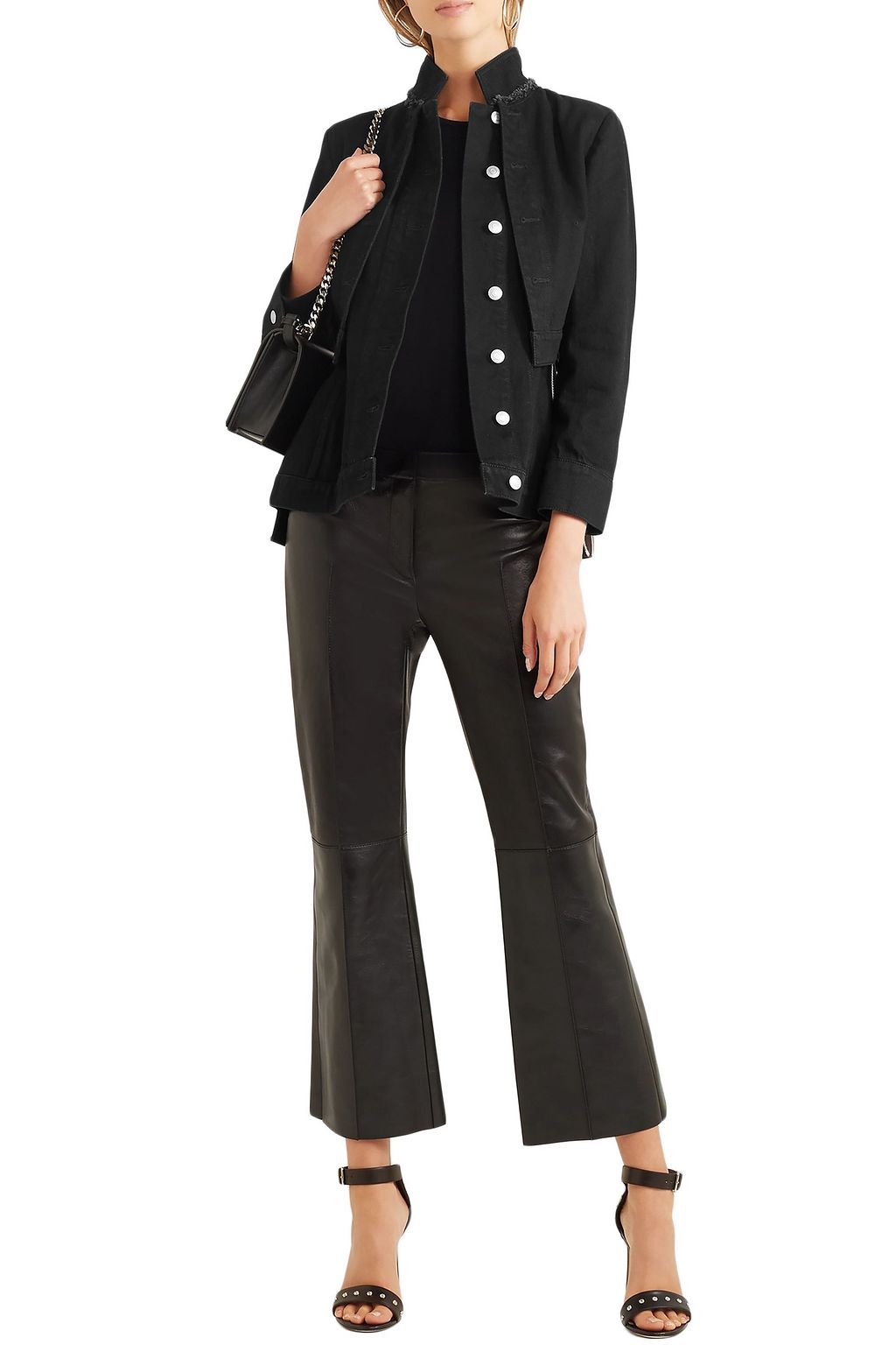 ALEXANDER MCQUEEN Layered grosgrain-trimmed denim jacket