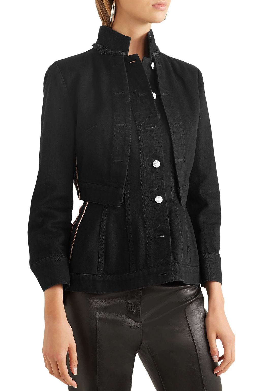 ALEXANDER MCQUEEN Layered grosgrain-trimmed denim jacket