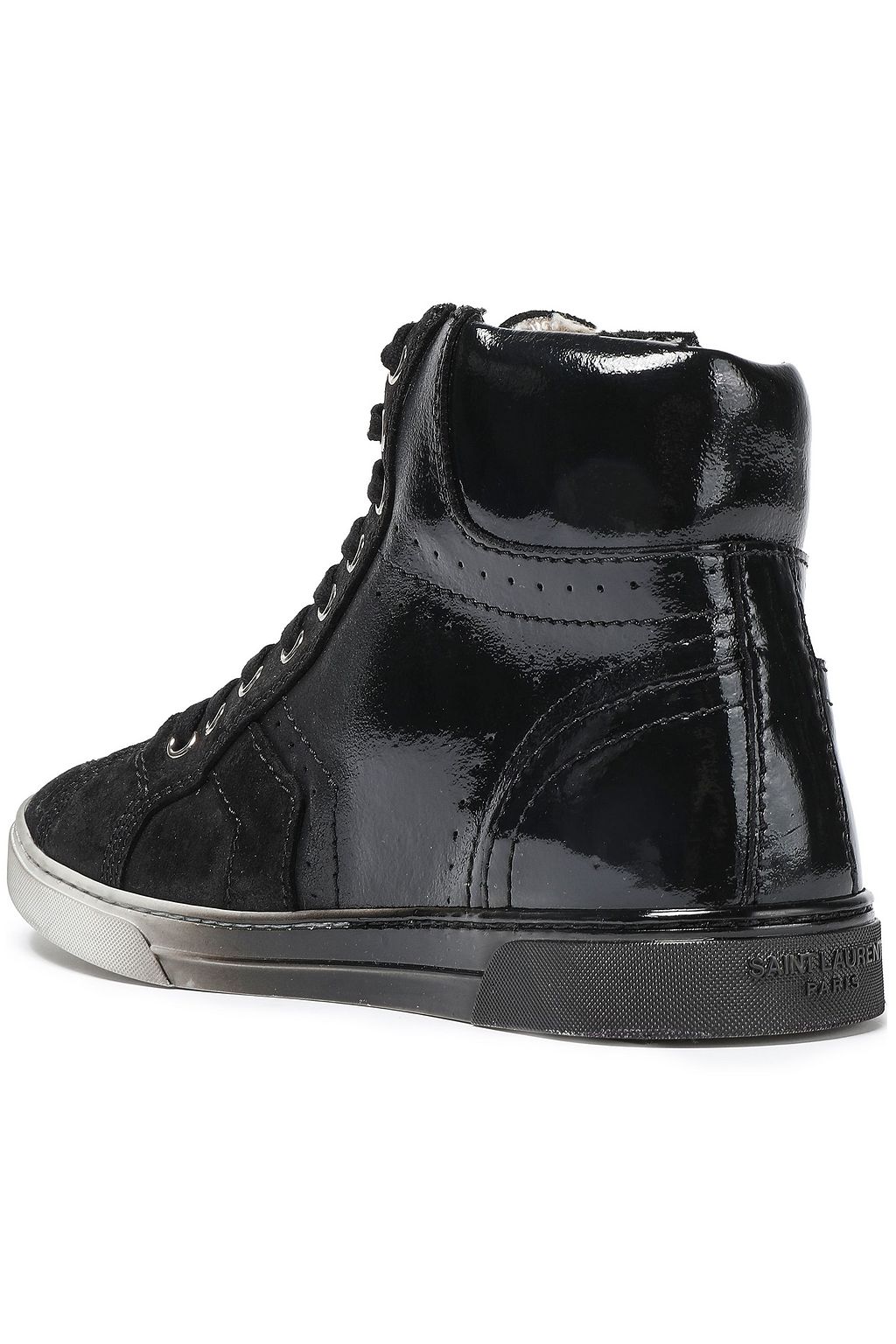 SAINT LAURENT Degradé printed suede-paneled suede sneakers