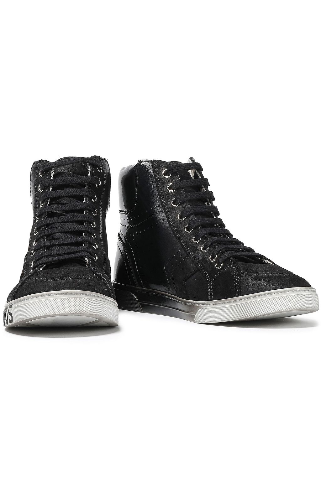 SAINT LAURENT Degradé printed suede-paneled suede sneakers