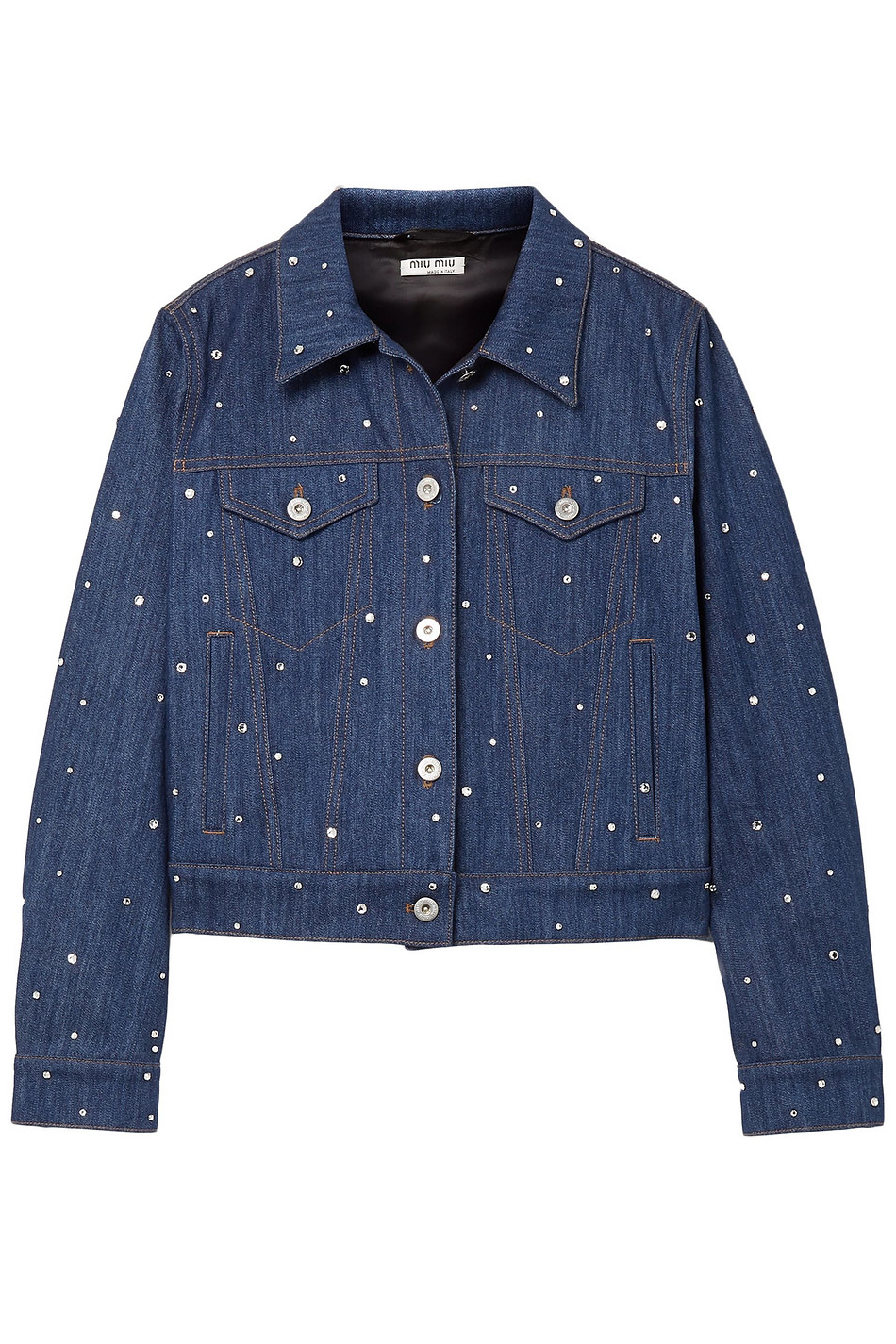 MIU MIU Crystal-embellished denim jacket