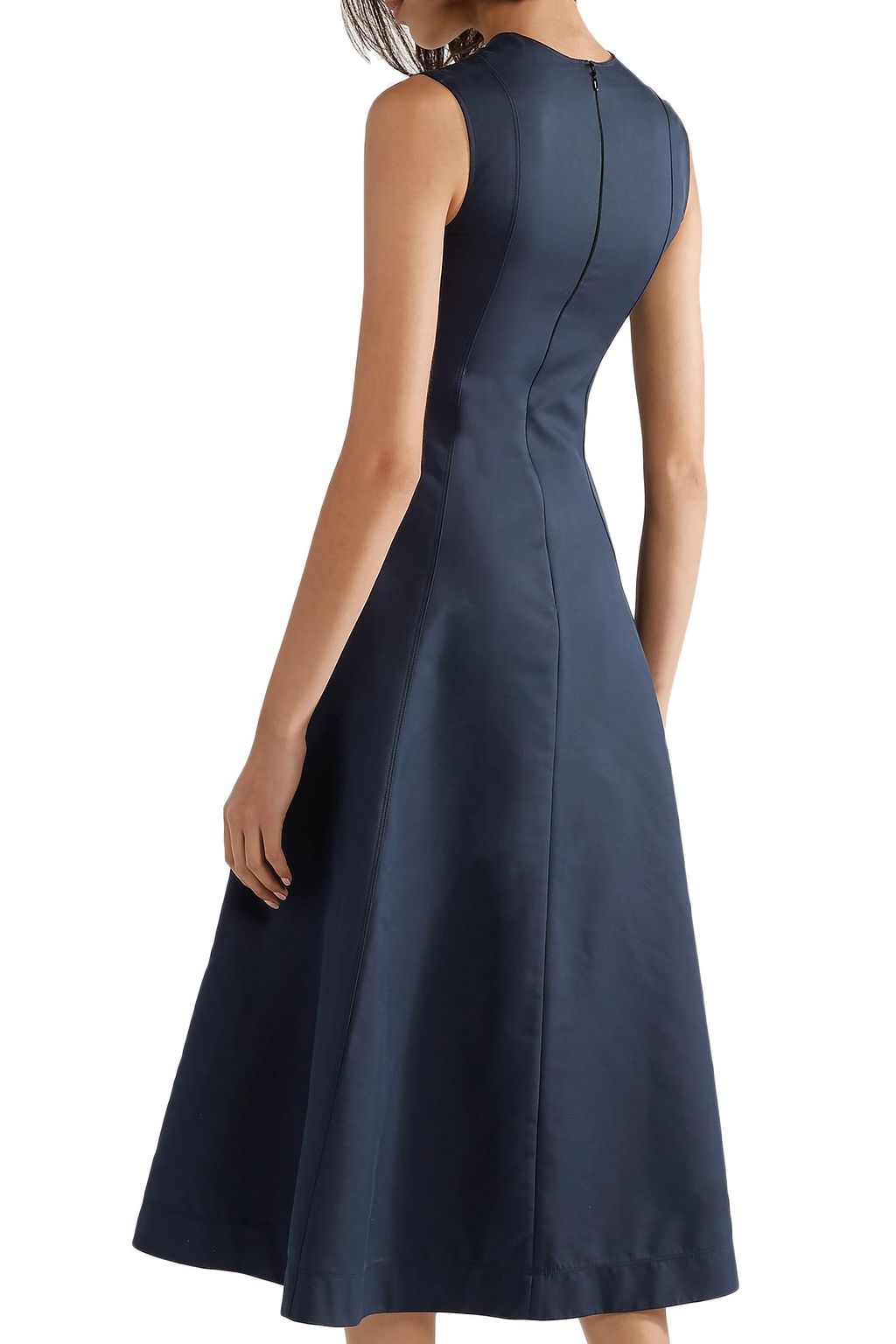 CALVIN KLEIN 205W39NYC Grosgrain-trimmed cotton and silk-blend twill midi dress