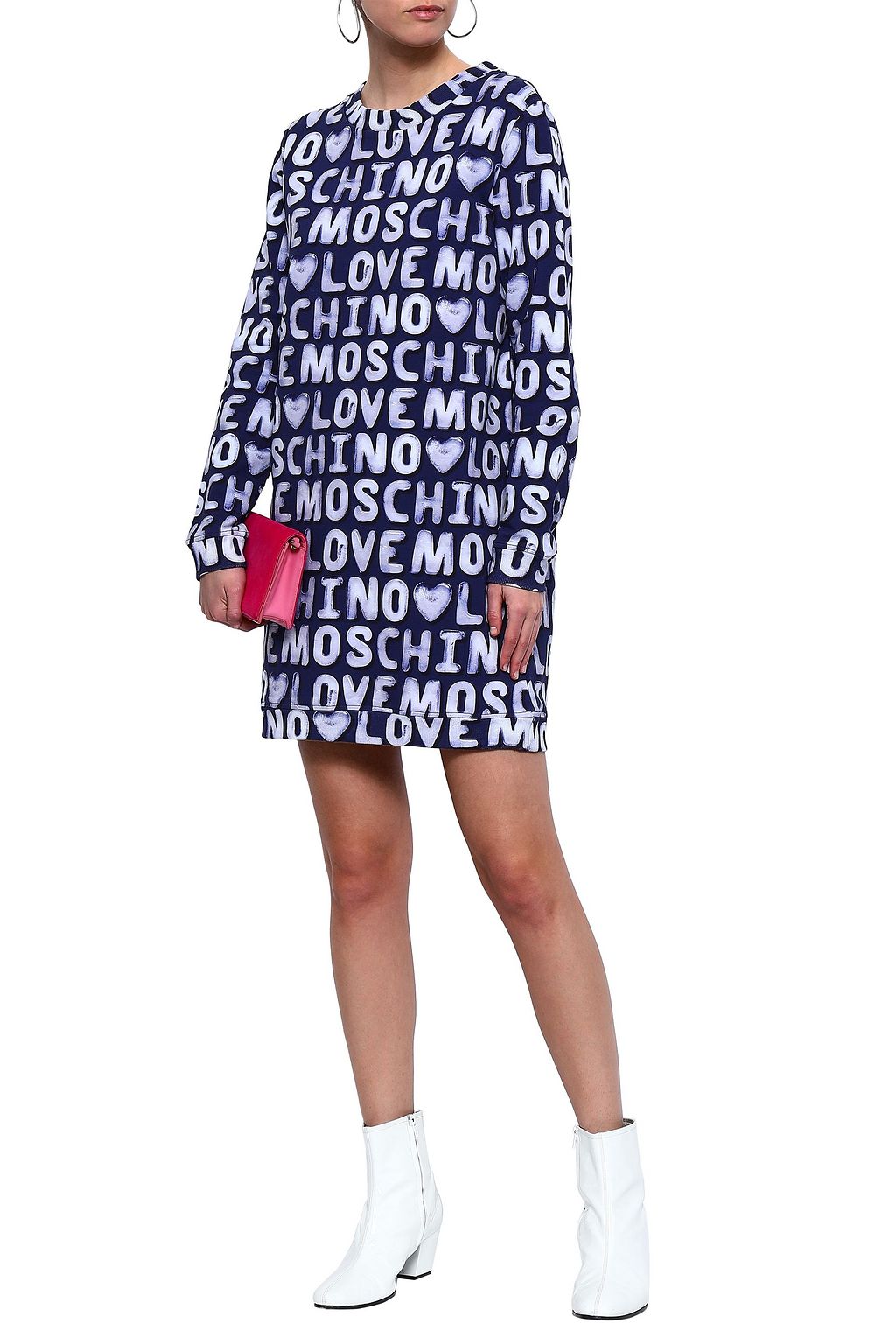 LOVE MOSCHINO Printed stretch-cotton jersey mini dress