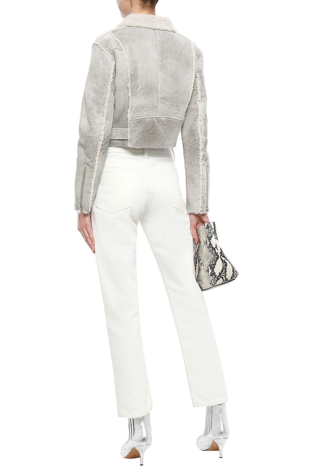 IRO Synal cropped suede-effect shearling biker jacket