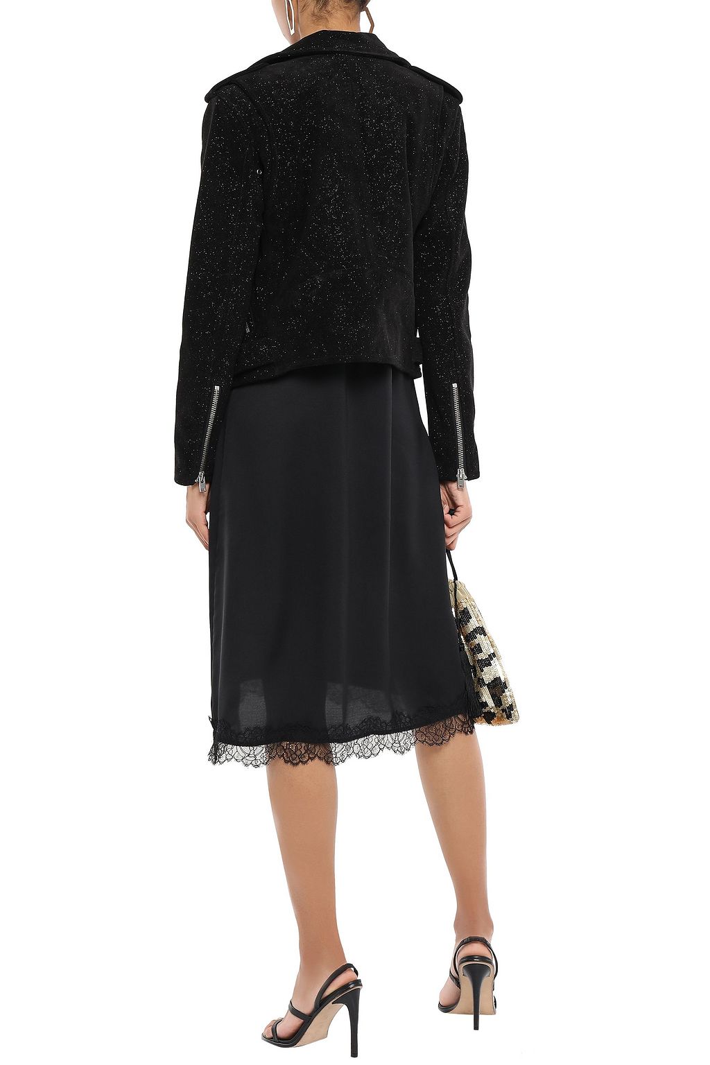 IRO Adri glittered suede biker jacket