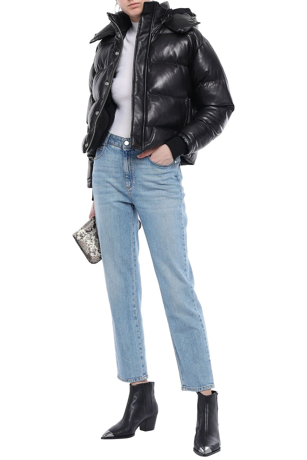 IRO Collyn quilted leather hooded coat