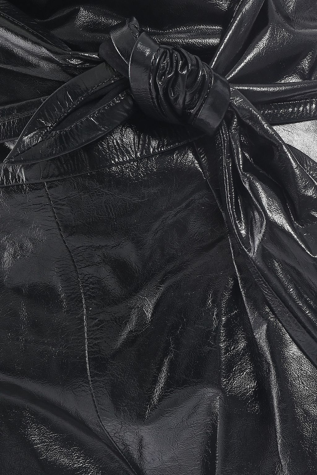 IRO Joe belted glossed textured-leather shorts