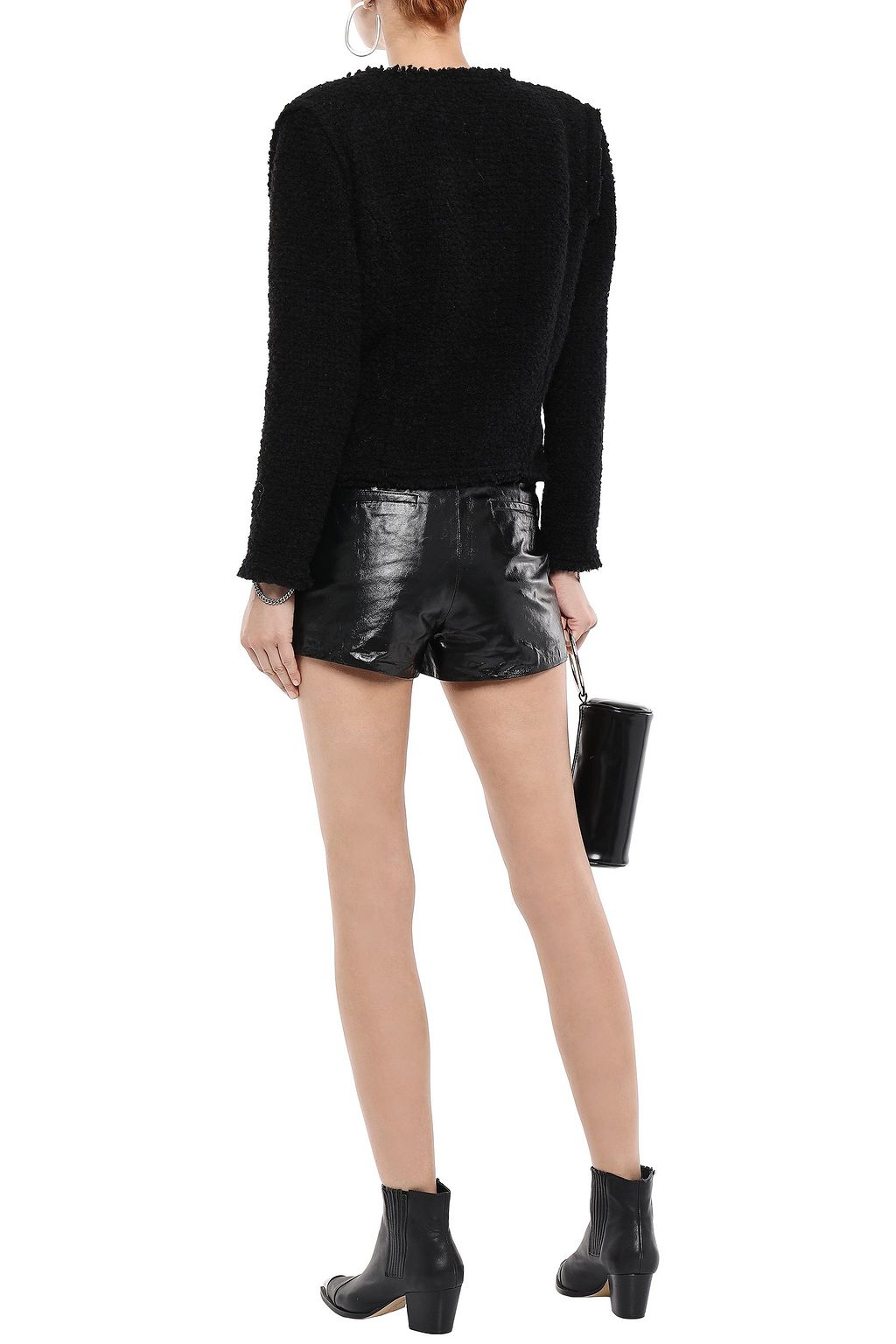 IRO Joe belted glossed textured-leather shorts