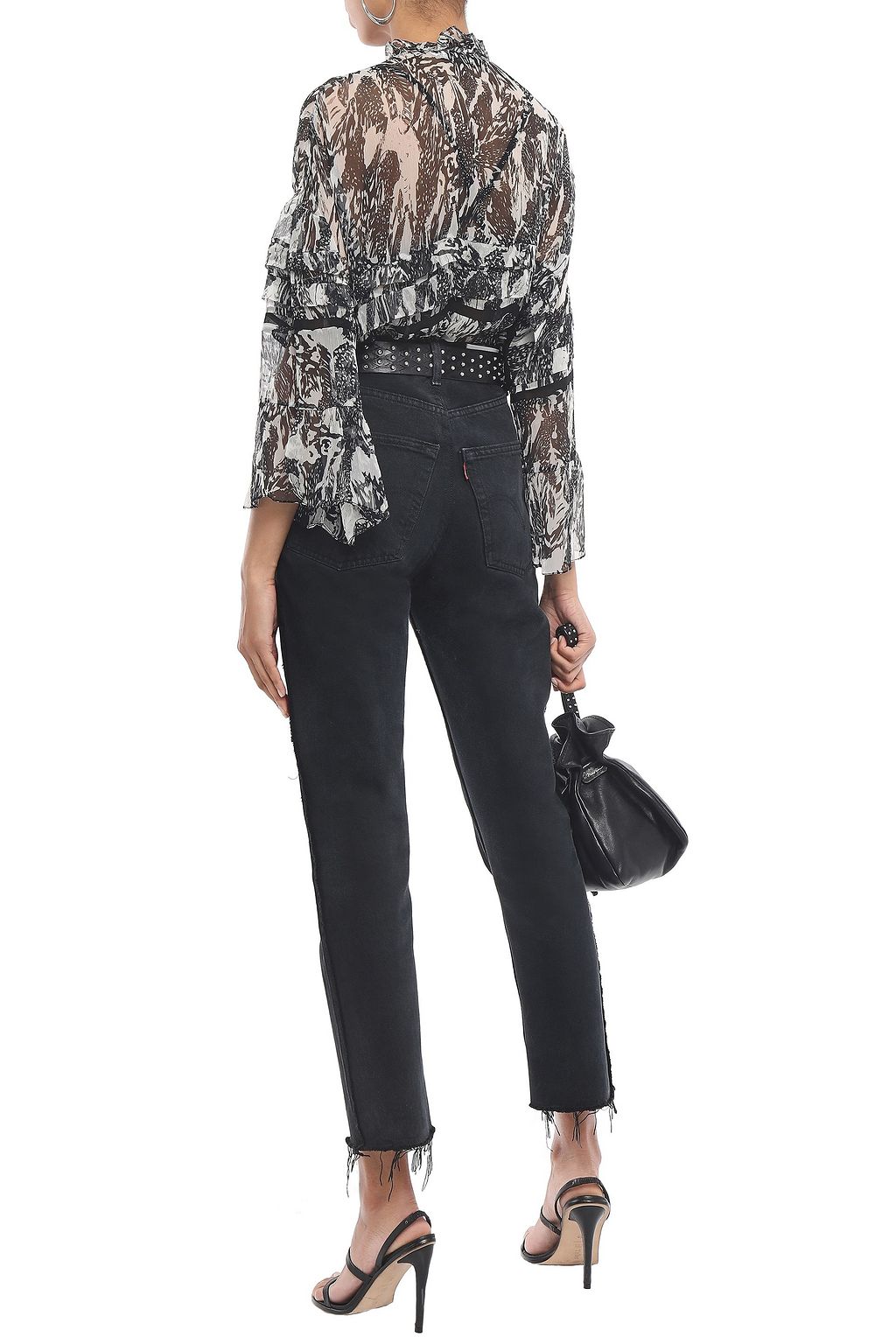 IRO Reney ruffled printed georgette blouse