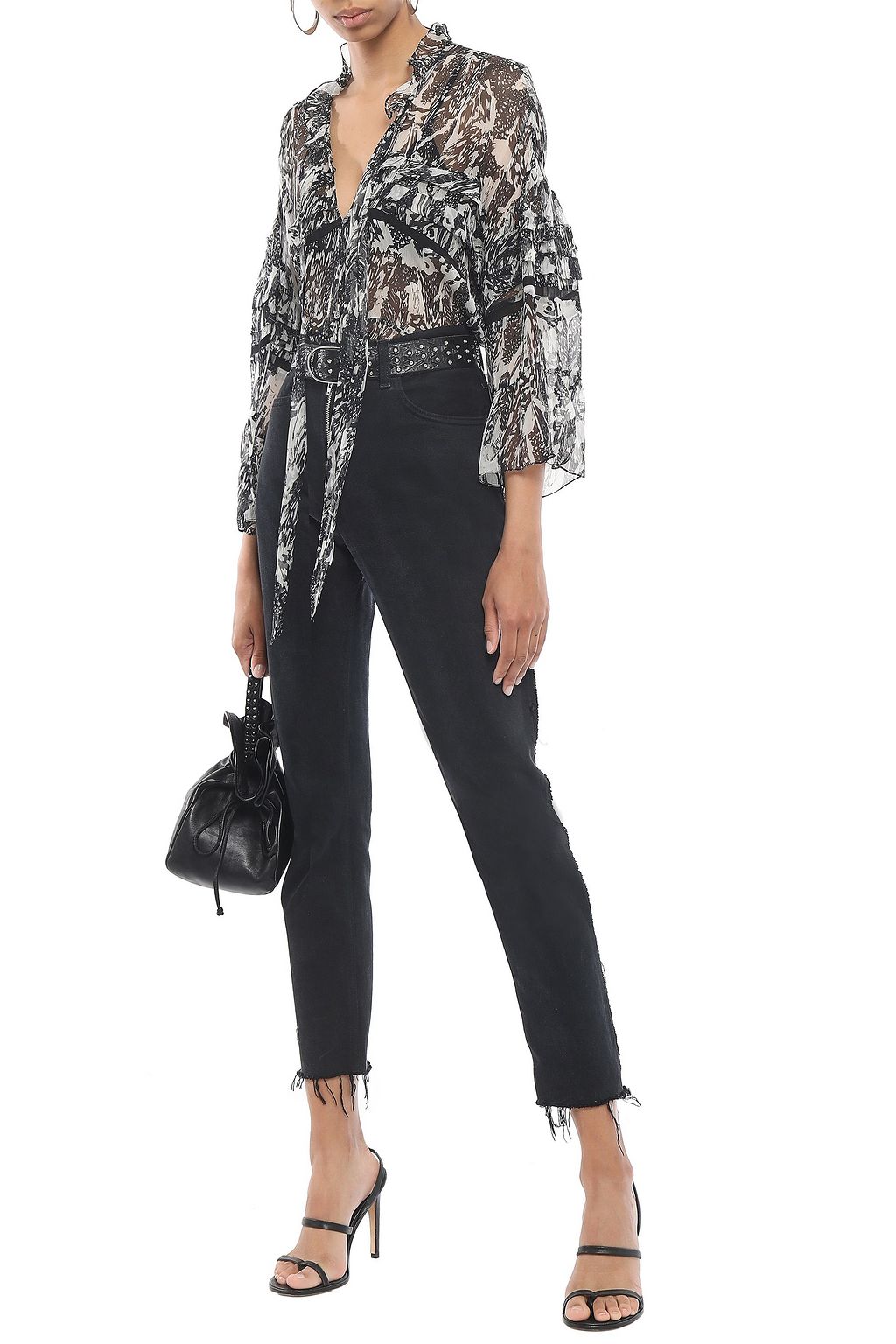 IRO Reney ruffled printed georgette blouse