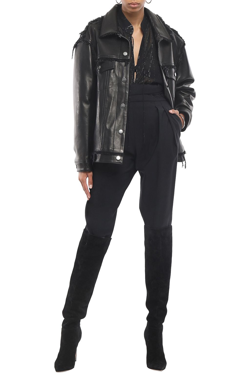 IRO Else fringe-trimmed leather jacket