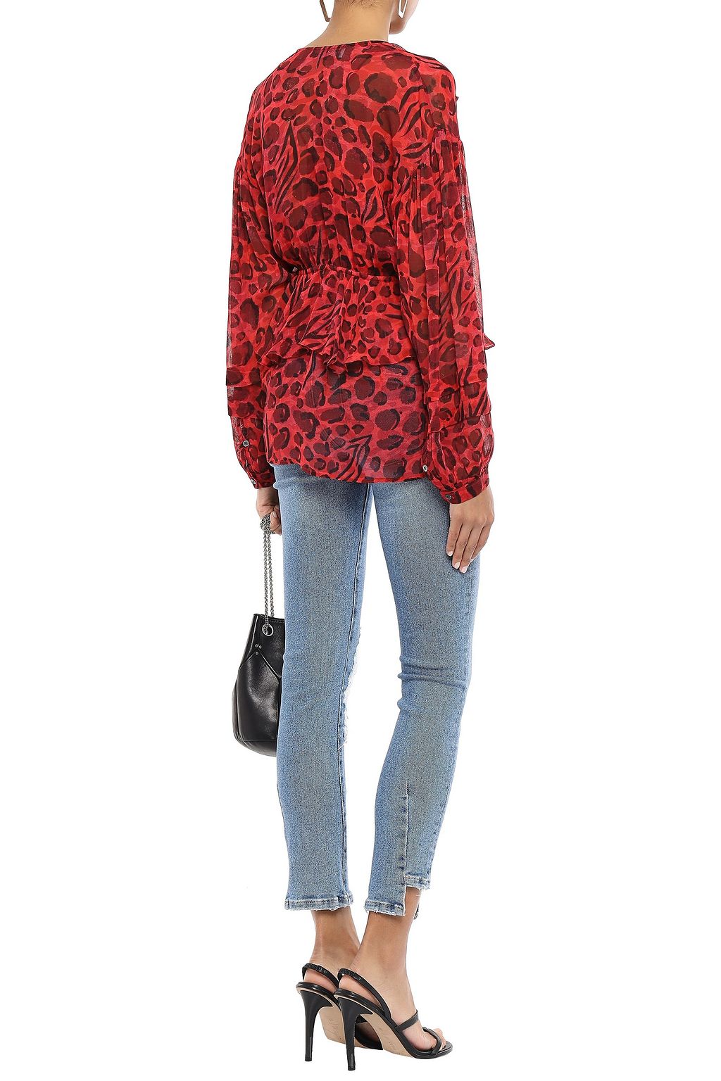 IRO Realize ruffled leopard-print chiffon blouse