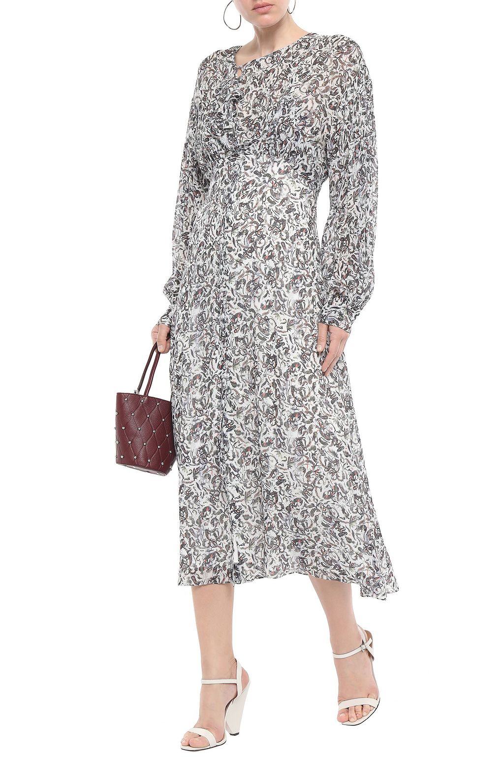 IRO Elea ruffle-trimmed printed gauze midi dress