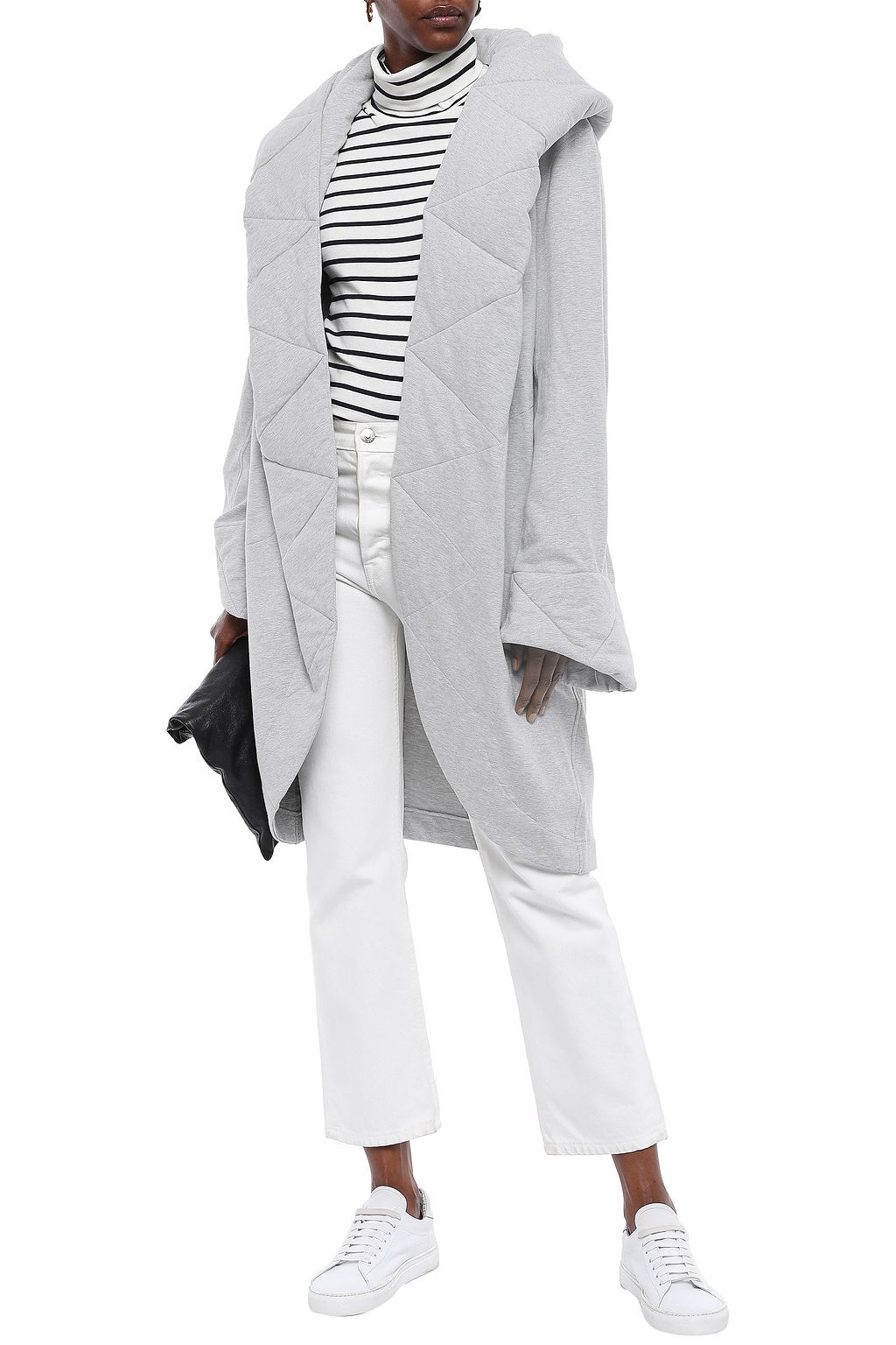 NORMA KAMALI Quilted French cotton-blend terry hooded jacket