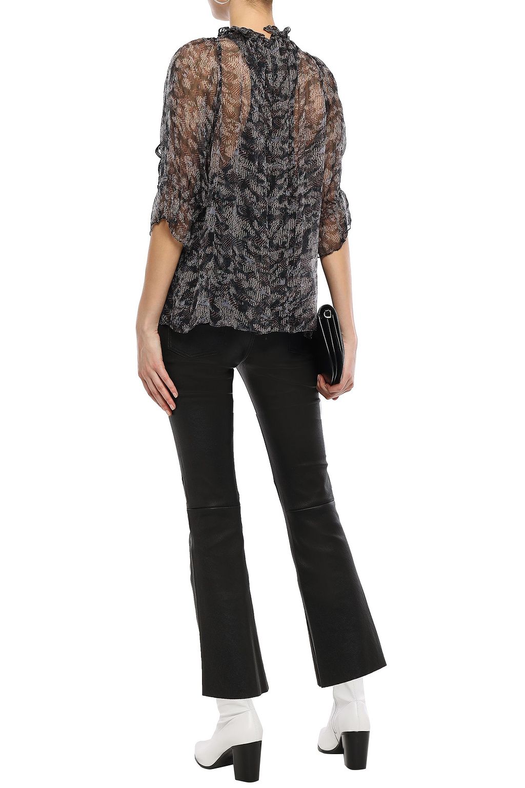 IRO Snare ruffled printed crinkled-georgette blouse