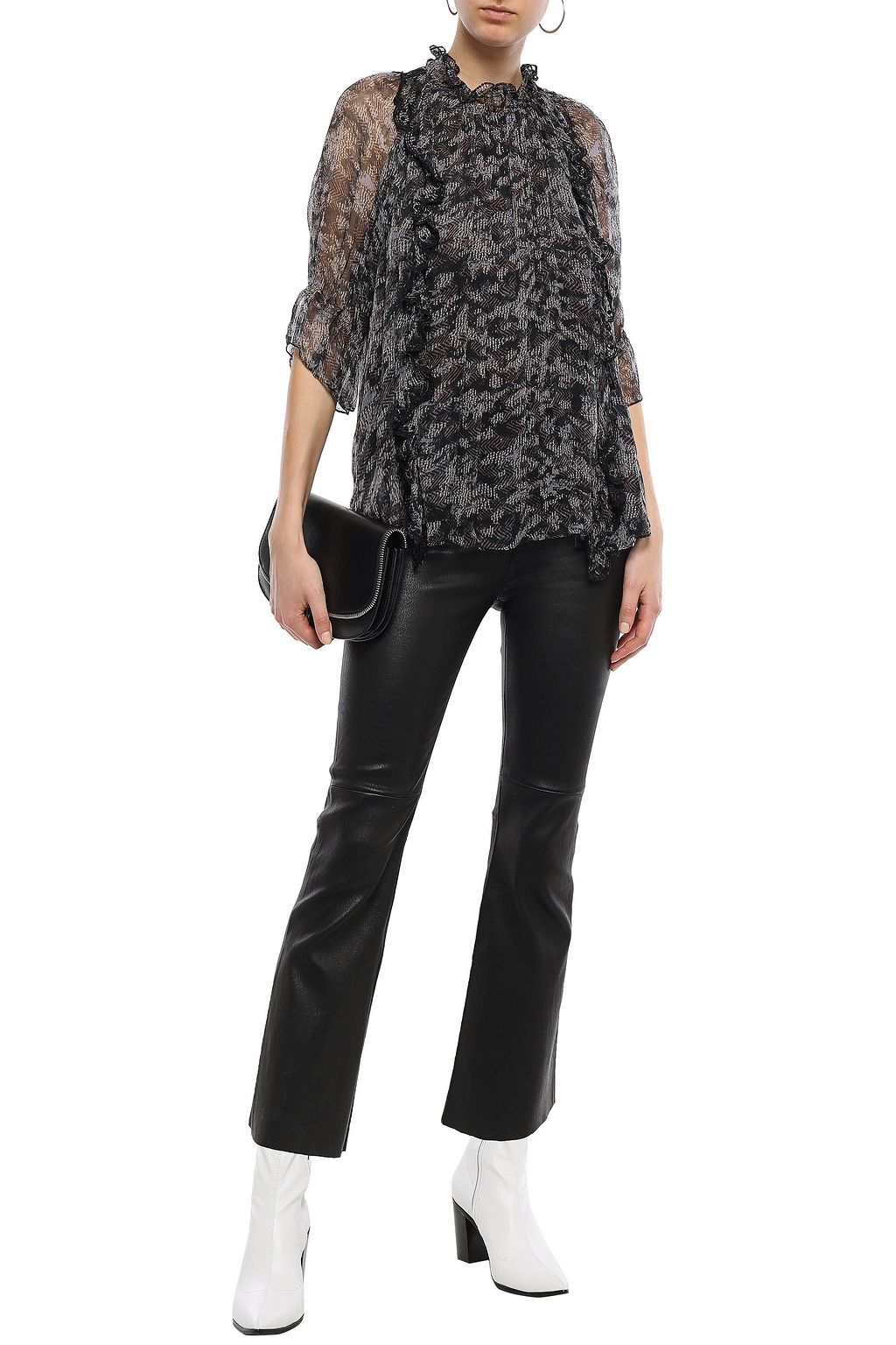 IRO Snare ruffled printed crinkled-georgette blouse