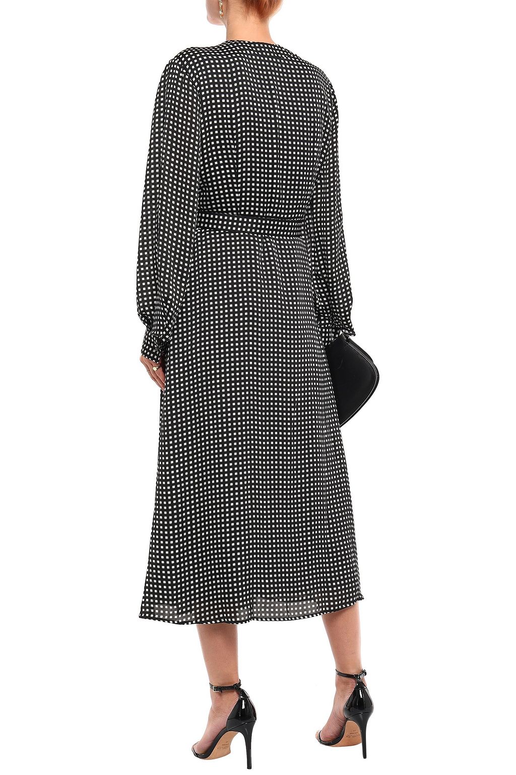 EQUIPMENT Kortni belted gingham crepe midi wrap dress