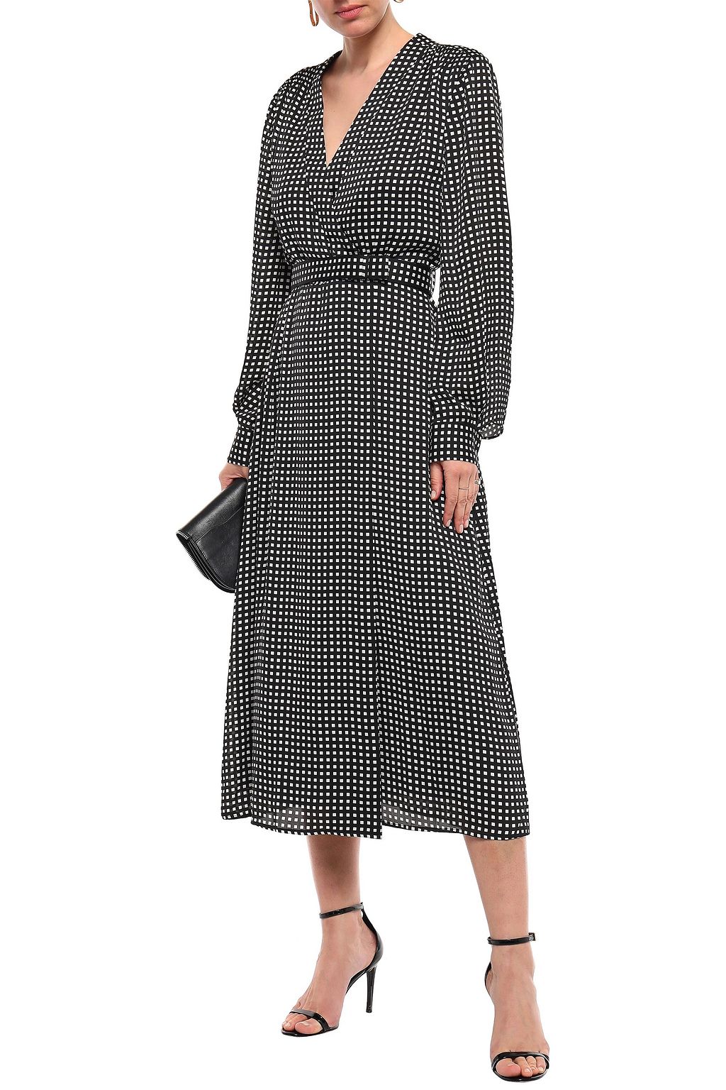 EQUIPMENT Kortni belted gingham crepe midi wrap dress