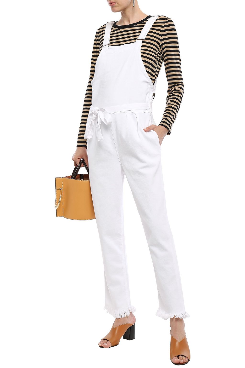 FRAME Belted denim overalls