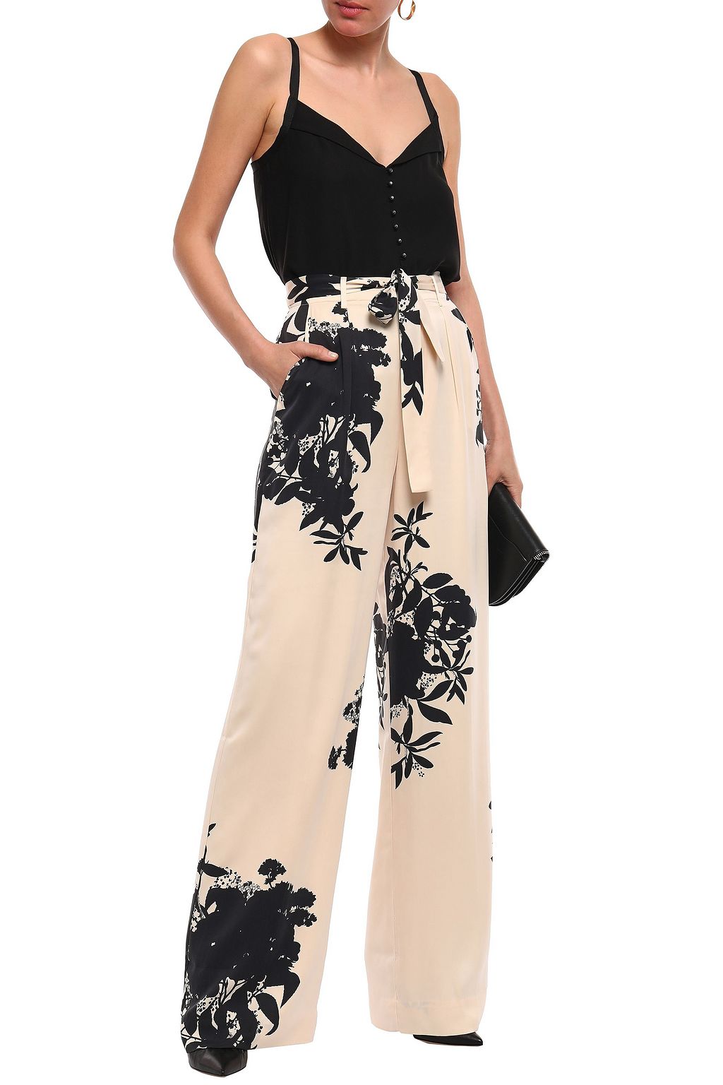 EQUIPMENT Evonne belted floral-print washed silk-blend wide-leg pants