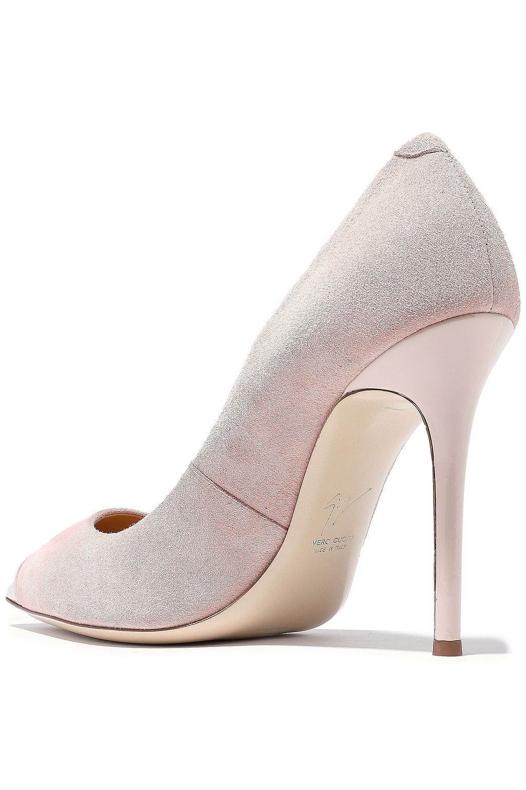 GIUSEPPE ZANOTTI Lucrezia 105 patent leather-trimmed suede pumps