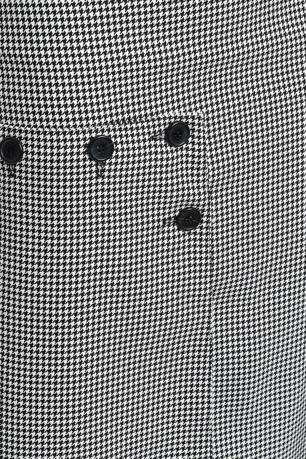 ROKH Button-detailed paneled houndstooth crepe and georgette midi skirt