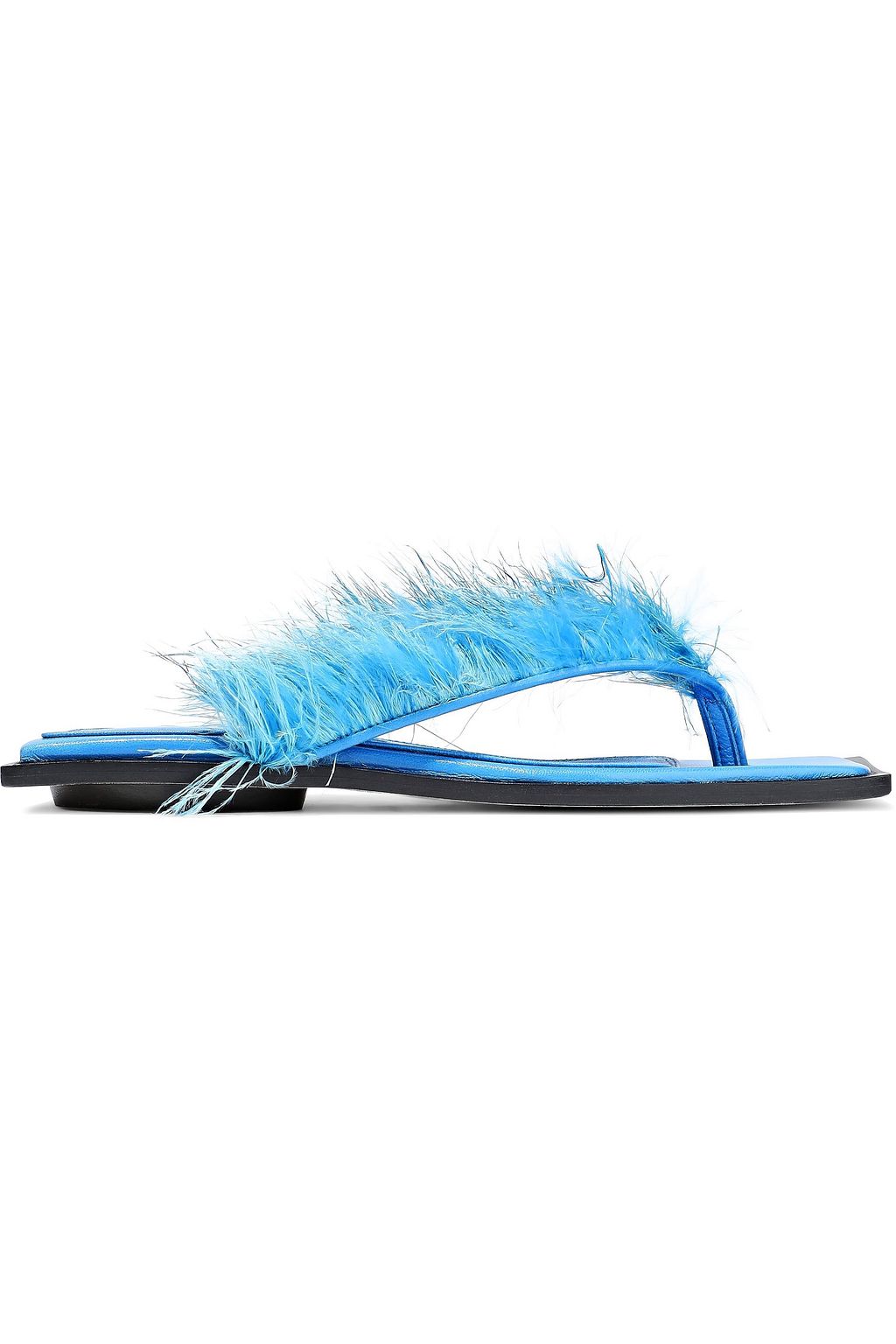 blue leather flip flops