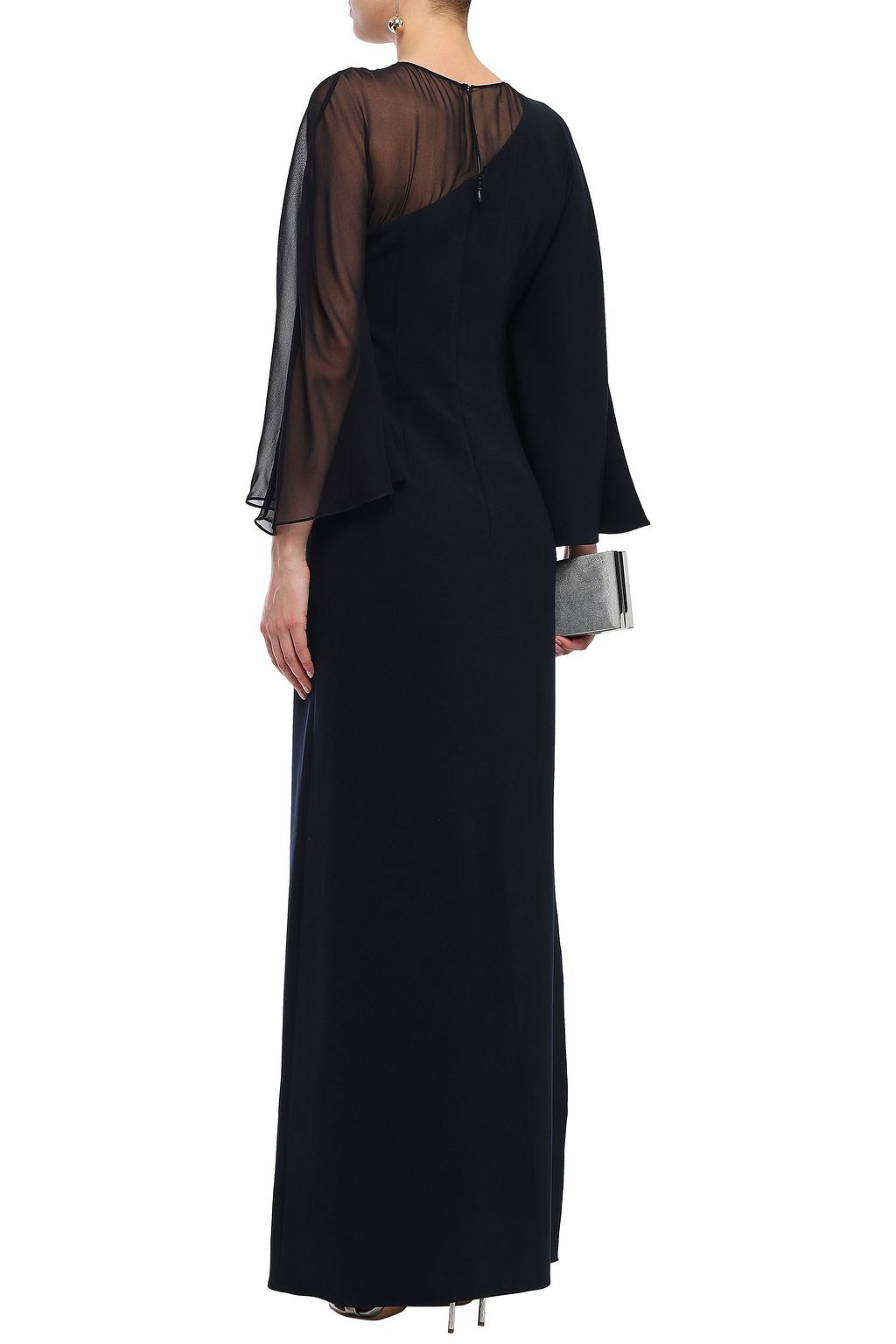 SACHIN & BABI Voile-paneled crepe gown