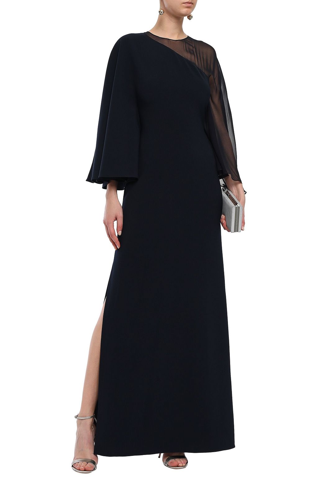 SACHIN & BABI Voile-paneled crepe gown