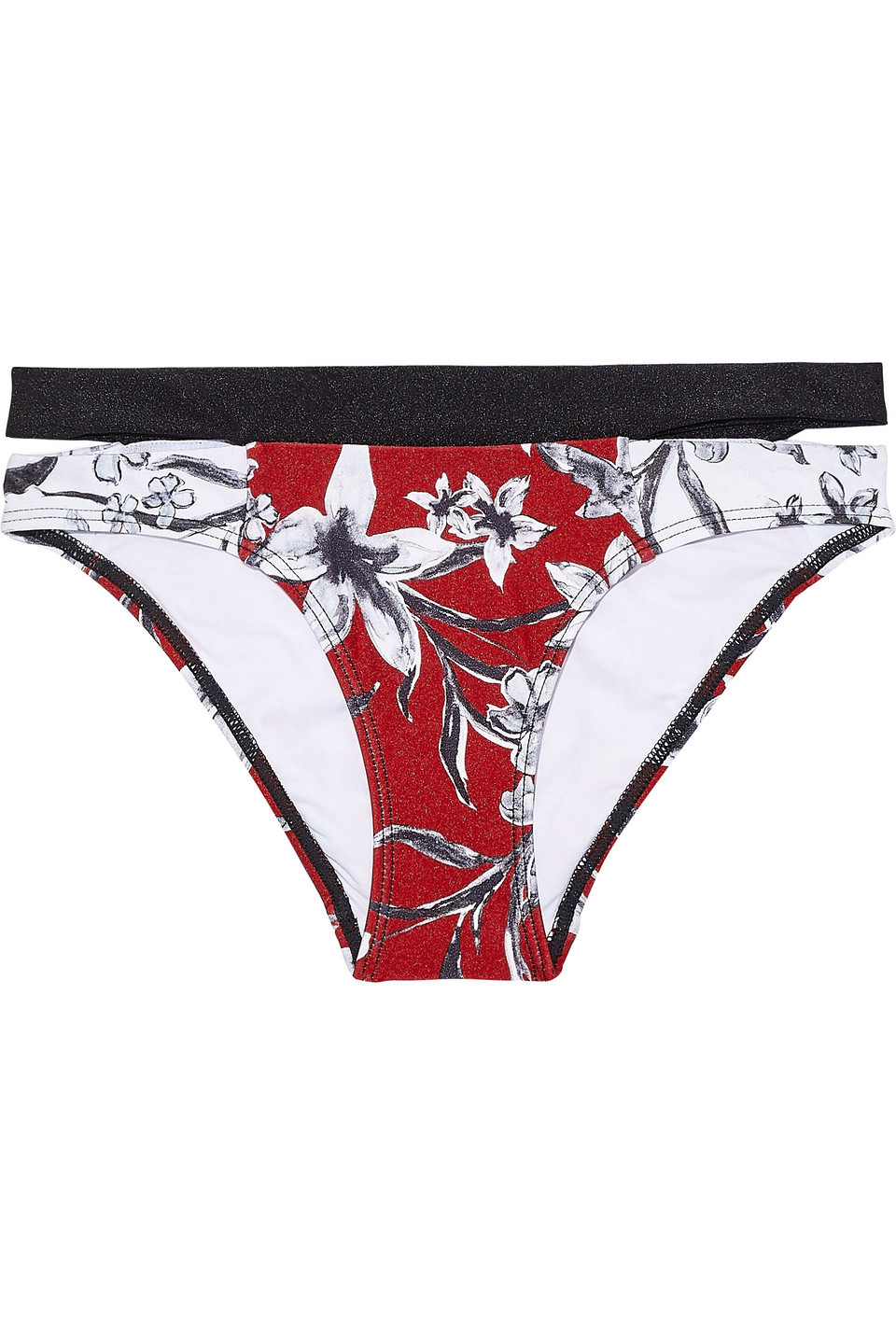 Jets Australia By Jessika Allen Woman Oasis Cutout Floral-print Low-rise Bikini Briefs Red Size 14