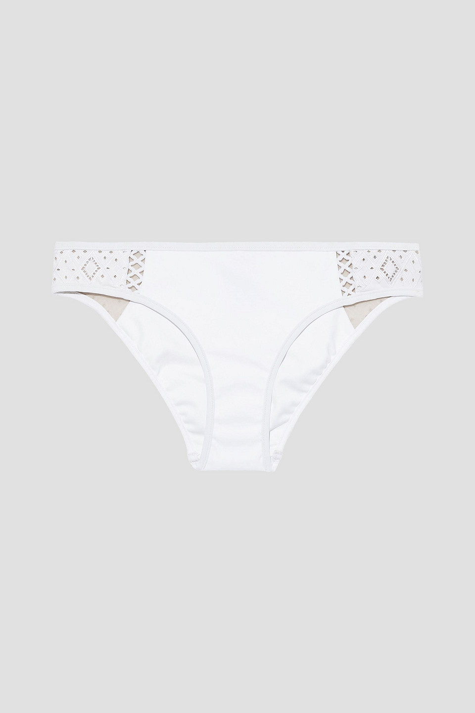 Jets Australia By Jessika Allen Woman Indulgence Broderie Anglaise-trimmed Low-rise Bikini Briefs White Size 10