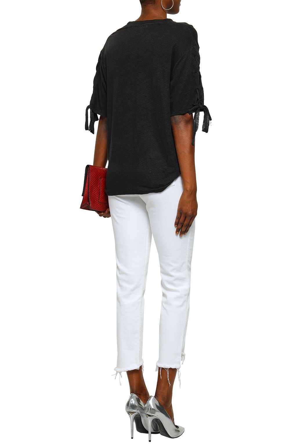IRO Keronica lace-up slub linen-jersey T-shirt